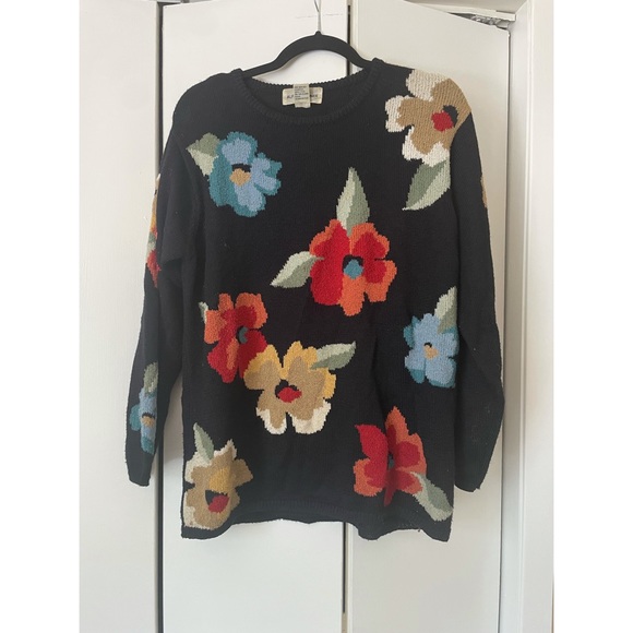 Vintage 70s Floral Sweater - Picture 1 of 5